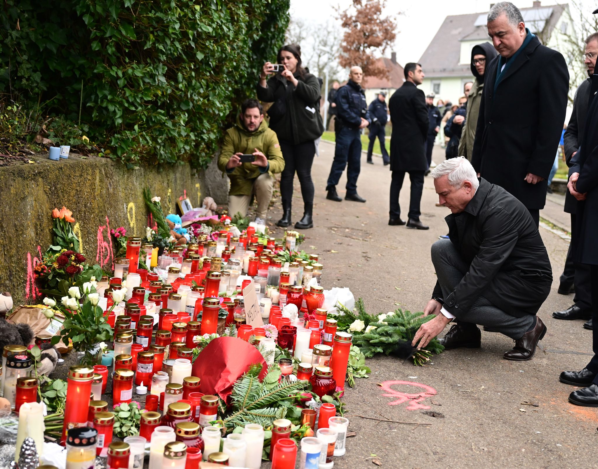 Aftermath of fatal attack on two school girls in Germany